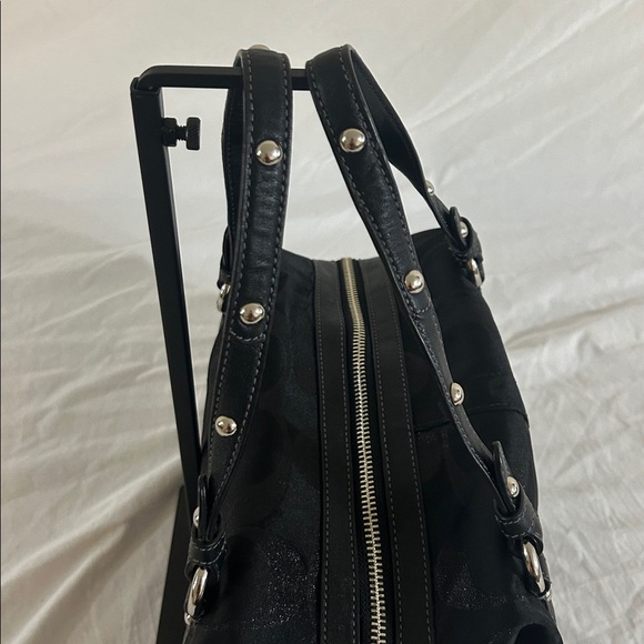 Coach 12910 Optic Lurex Signature Black Studded Satchel - Picture 4 of 12